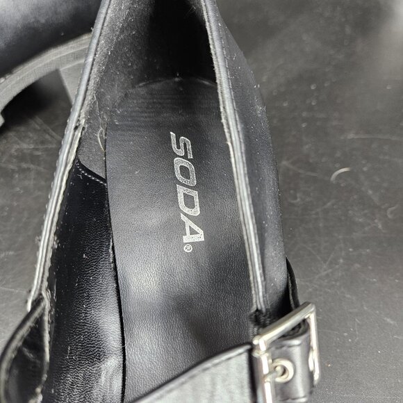 SODA Shoes Womens Size 8 Black Mary Jane Chunky Block Heel Lug Sole Platform - Picture 9 of 14